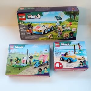 Lego Friends Bundle Electric Car and Charger, Beach Buggy Fun, Dog Rescue Bike